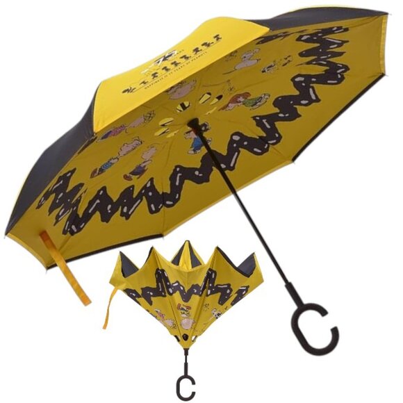 Peanuts Revers-A-Brella Umbrella Charlie Brown Snoopy Anniversary - Picture 1 of 13